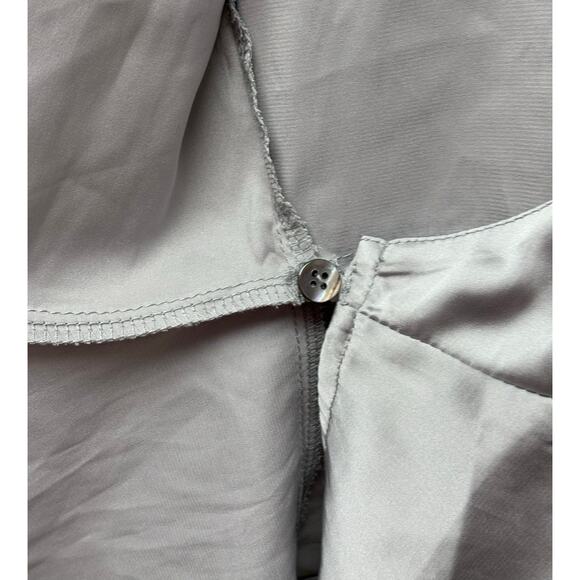 Pomelo Satin Blouse, Gray Wrap Shirt, Peplum, Bell Sleeves, Women's Size S - Picture 4 of 7